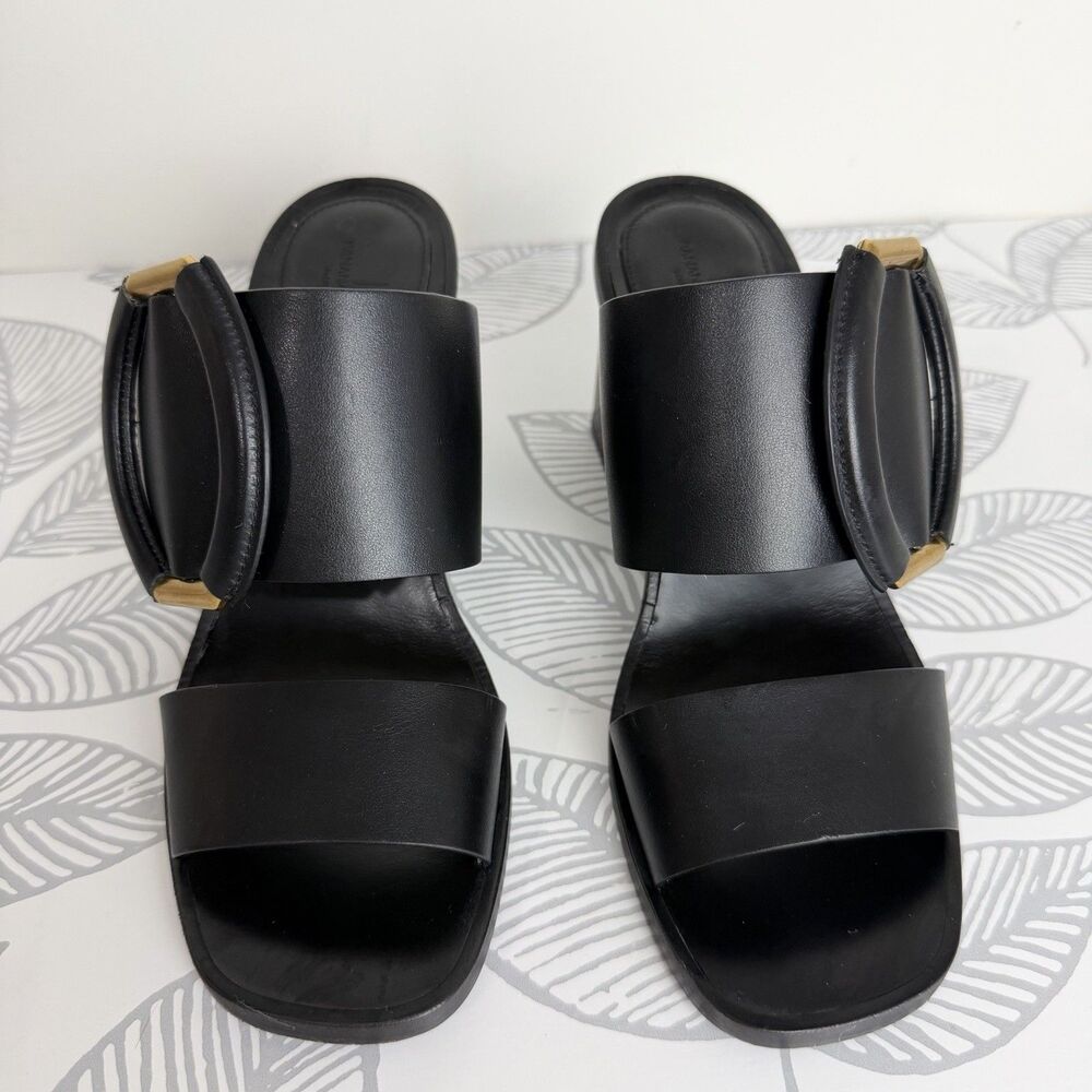 Banana Republic Ravello Black Leather Block Heel Sandals Shoes Women’s 6.5 Italy - Picture 3 of 8